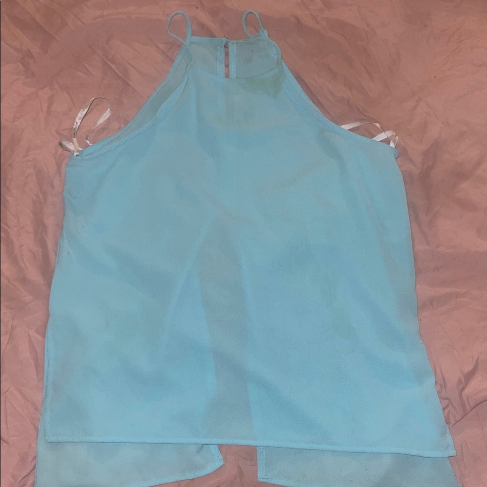 Iris Sky Blue Halter Blouse